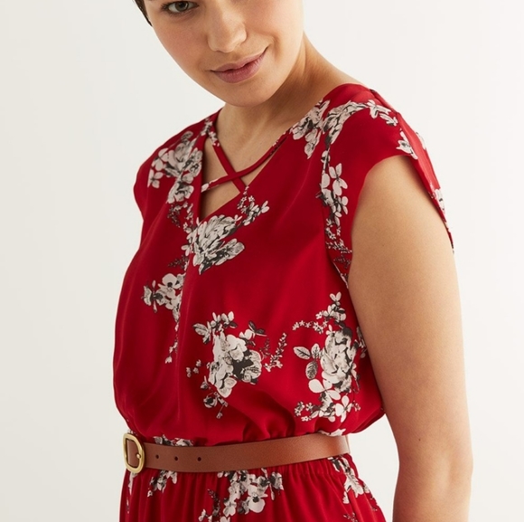 BNWT Reitmans floral dress / size XL / red, grey & white - Picture 12 of 12